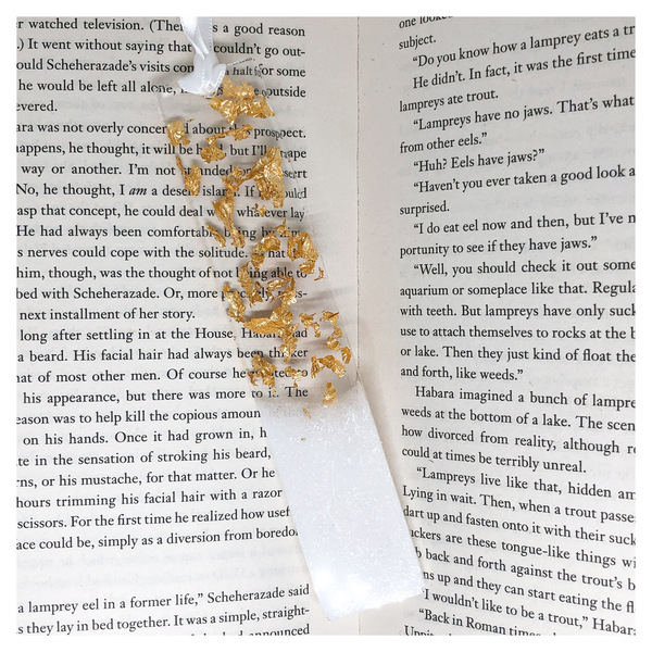 Χειροποίητος σελιδοδείκτης από υγρό γυαλί με φύλλο ασημιού ή χρυσού - ασημί, γυαλί, σελιδοδείκτες - 4