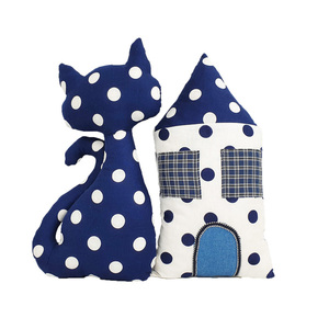 Μαξιλάρι διακοσμητικό γάτα μπλε πουά - μαξιλάρια, ζωάκια - 3