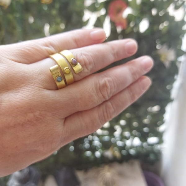 Δαχτυλίδι Ορείχαλκου με Πέρλες - ορείχαλκος, μπρούντζος, μεγάλα, αυξομειούμενα, φθηνά - 3