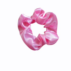 Κοκκαλάκι μαλλιών scrunchie ροζ σατέν - λαστιχάκια μαλλιών - 2
