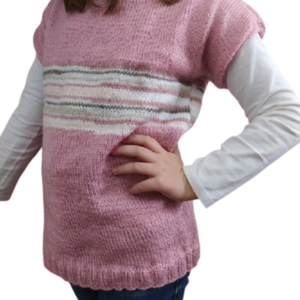 Χειροποίητη πλεκτή παιδική μπλούζα ροζ - κορίτσι, παιδικά ρούχα