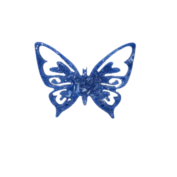 Διακοσμητική μπλε πεταλούδα με μοναδικές λεπτομερείς από υγρό γυαλί 7cm x 5.50cm - γυαλί, δώρο, κλειδί, διακοσμητικά, σπιτιού