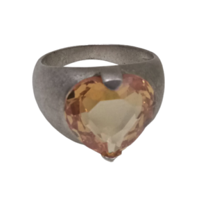 Δαχτυλίδι cavalier από ασήμι 925 με καρδιά από κρύσταλλο σε μελί χρώμα - chevalier, ασήμι 925, σταθερά, δώρα για γυναίκες - 2