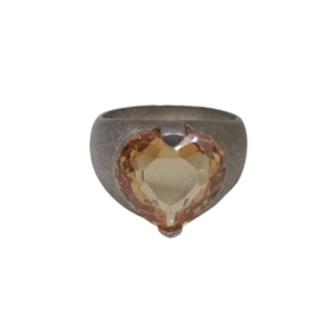 Δαχτυλίδι cavalier από ασήμι 925 με καρδιά από κρύσταλλο σε μελί χρώμα - chevalier, ασήμι 925, σταθερά, δώρα για γυναίκες - 3