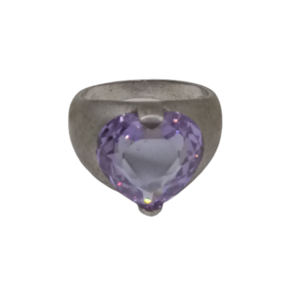 Δαχτυλίδι cavalier από ασήμι 925 με καρδιά από κρύσταλλο σε λιλά χρώμα - chevalier, ασήμι 925, σταθερά, δώρα για γυναίκες