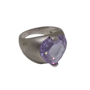 Δαχτυλίδι cavalier από ασήμι 925 με καρδιά από κρύσταλλο σε λιλά χρώμα - chevalier, ασήμι 925, σταθερά, δώρα για γυναίκες - 3