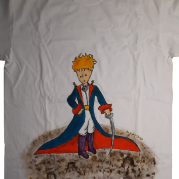 Little Prince - εφηβική κοντομάνικη μπλούζα ζωγραφισμένη στο χέρι - κορίτσι, αγόρι, μικρός πρίγκιπας
