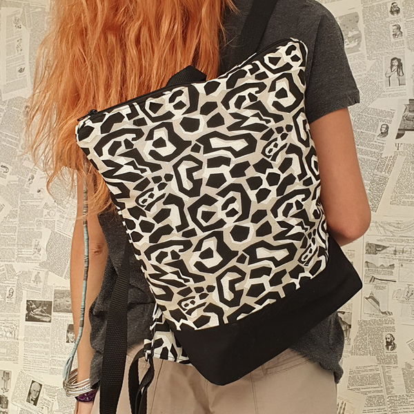 Τσάντα, σακίδιο πλάτης με animal print - ύφασμα, animal print, πλάτης, all day, πάνινες τσάντες - 4