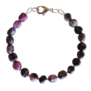 Βραχιόλι με μαύρο-ροζ ίασπι - ημιπολύτιμες πέτρες, σταθερά, χεριού