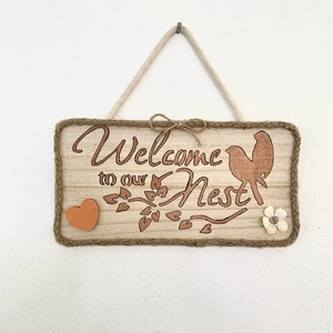 Welcome to our nest - welcome sign - vintage, πίνακες & κάδρα