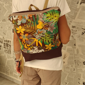 Τσάντα, σακίδιο πλάτης με floral tropical - ύφασμα, πλάτης, μεγάλες, φλοράλ, all day - 4