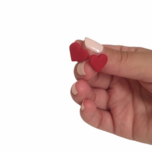 Σκουλαρίκια καρδιά από πολυμερικό πηλό - πηλός, καρφωτά, μικρά