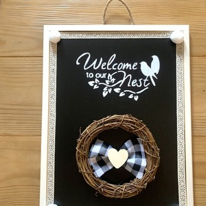 Πινακάκι Welcome to our nest -Vintage & Farmhouse Style - vintage, πίνακες & κάδρα, romantic - 2