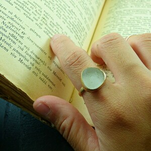 "Crystal Seaglass ring" - Xειροποίητο επίχρυσο 18κ ματ δαχτυλίδι με γυαλάκι της θάλασσας!-Αντίγραφο - γυαλί, επιχρυσωμένα, αυξομειούμενα - 4
