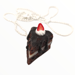 Kολιέ κέικ σοκολάτα, χειροποίητα κοσμήματα πολυμερικού πηλού Mimitopia - ασήμι 925, πηλός, χειροποίητα, παγωτό, μινιατούρες φιγούρες - 4