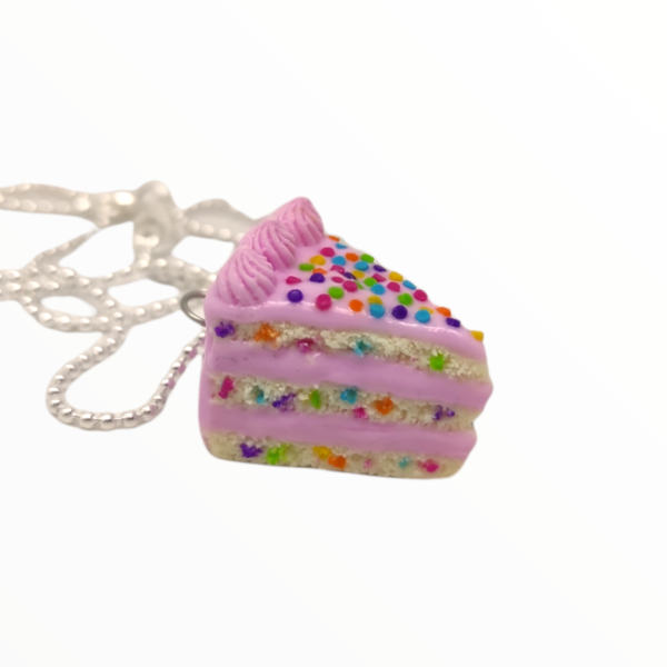 Kολιέ Rainbow κέικ , χειροποίητα κοσμήματα πολυμερικού πηλού Mimitopia - πηλός, χειροποίητα, παγωτό, μινιατούρες φιγούρες - 2