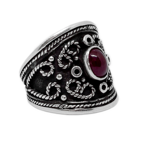 Ασημένιο δαχτυλίδι με μαύρα ζιργκόν και οβάλ καρνεόλη - ασήμι, vintage, σταθερά - 2
