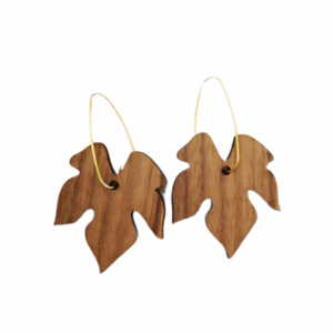 Φθινοπωρινά ξύλινα σκουλαρίκια Fall Leaf - ξύλο, κρεμαστά, γάντζος