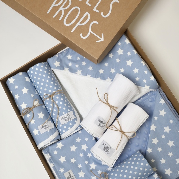 Newborn Box - Σετ νεογέννητου 10 τεμαχίων - "Little Stars " - αγόρι, δώρα για βάπτιση, βρεφικά, προίκα μωρού, σετ δώρου - 2