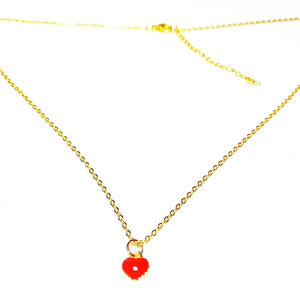 Χρυσό ατσάλινο βραχιόλι οβάλ με κόκκινες καρδιές -20 εκατ.μήκος - αλυσίδες, επιχρυσωμένα, καρδιά, ατσάλι, χεριού - 3