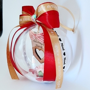 Χριστουγεννιάτικη μπάλα plexiglass για νονα με μεταλλική συσκευασία - νονά, plexi glass, χριστουγεννιάτικα δώρα, στολίδια, μπάλες - 3