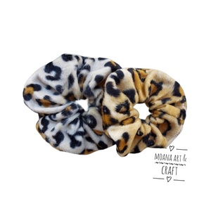 Scrunchie/ Λαστιχάκι μαλλιών animal print 'λεοπάρδαλη' - 1 τεμ. (large) - animal print, βελούδο, για τα μαλλιά, λαστιχάκια μαλλιών - 4