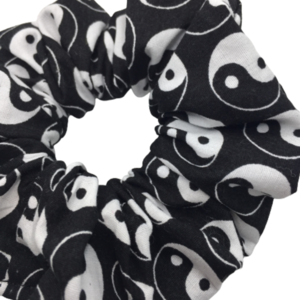 Υφασμάτινο λαστιχάκι scrunchie yin yang - κορίτσι, για τα μαλλιά, λαστιχάκια μαλλιών - 2