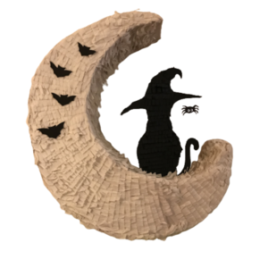 Πινιάτα halloween φεγγάρι με γάτα μάγισσα ύψος 50 εκ. - halloween, πινιάτες