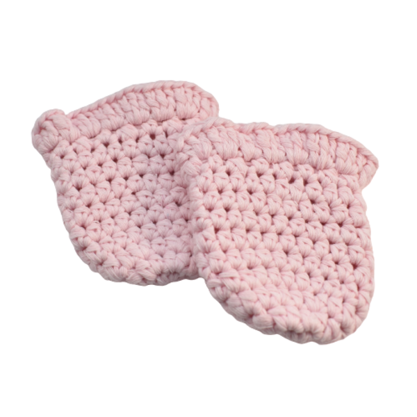 Πλεκτά γάντια για νεογέννητο ροζ 0-3 μηνών (100% βαμβακερό) - βαμβάκι, κορίτσι, δώρο, προίκα μωρού