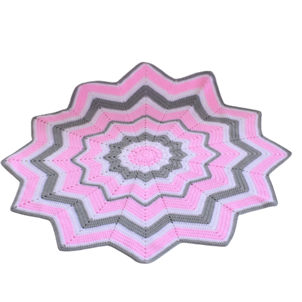 Βρεφικό κουβερτάκι ροζ με άσπρο 90*90 cm (100% ακρυλικό νήμα) - κορίτσι, κουβέρτες