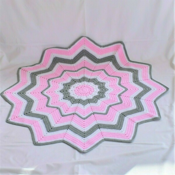 Βρεφικό κουβερτάκι ροζ με άσπρο 90*90 cm (100% ακρυλικό νήμα) - κορίτσι, κουβέρτες - 3
