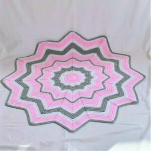 Βρεφικό κουβερτάκι ροζ με άσπρο 90*90 cm (100% ακρυλικό νήμα) - κορίτσι, κουβέρτες - 3