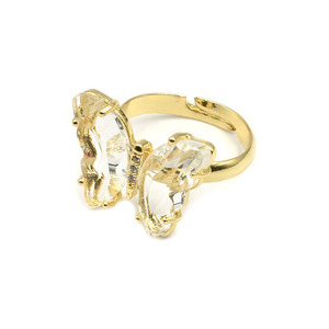 Δαχτυλίδι με Κρύσταλλο σε σχήμα Πεταλούδα Martina Gold – Clear - επιχρυσωμένα, ορείχαλκος, πεταλούδα, αυξομειούμενα, φθηνά