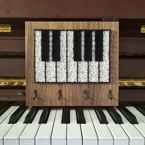 Κλειδοθήκη μελαμίνης με καρφιά & κλωστές "Piano Keys" 20x20cm - κλειδί, κλειδοθήκες - 2