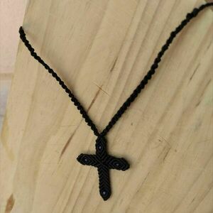 Κολιέ Σταυρός Μακραμέ _Macrame Cross Necklace - ιδιαίτερο, μακραμέ, δώρα για άντρες, σταυροί - 3