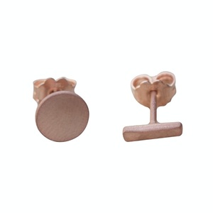 Ροζ επιχρυσωμένα Mix and match σκουλαρίκια κύκλος και μπάρα ασήμι 925 - ασήμι, καρφωτά, μικρά, καρφάκι