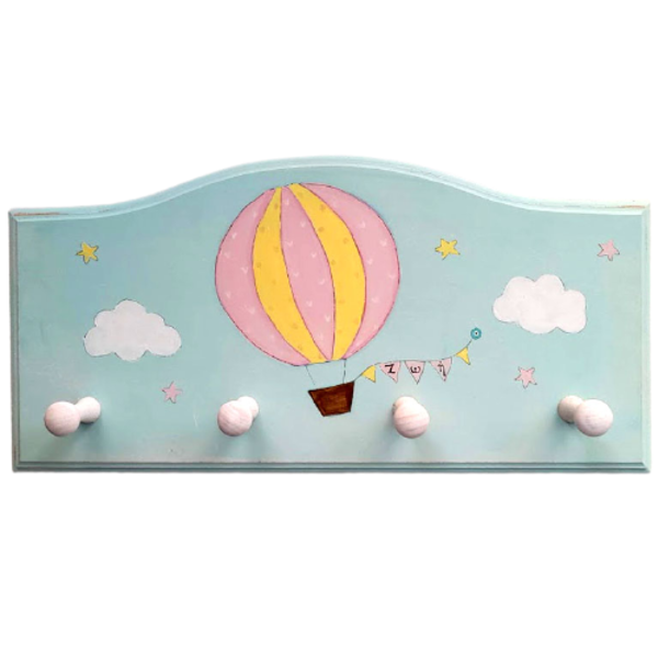 Κρεμάστρα τοίχου με όνομα για κορίτσι "Αερόσταο"!. - κορίτσι, αερόστατο, δώρα για βάπτιση, κρεμάστρες, προσωποποιημένα