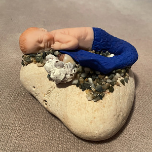 Μωρό-Γοργόνος χειροποίητη μινιατούρα από πηλό - δώρα για βάπτιση, βρεφικά, γοργόνα, δώρα για τον μπαμπά - 2