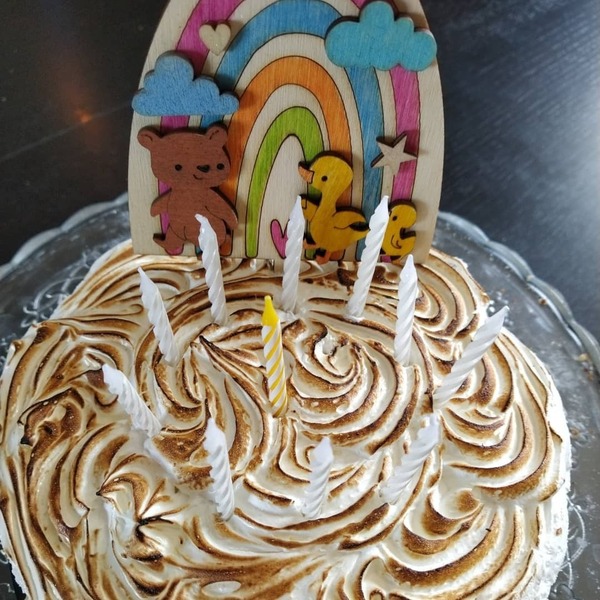 Cake topper Ουράνιο τόξο (χαρούμενη παρέα) 10 εκ - ουράνιο τόξο, διακοσμητικά, baby shower, ζωάκια - 3