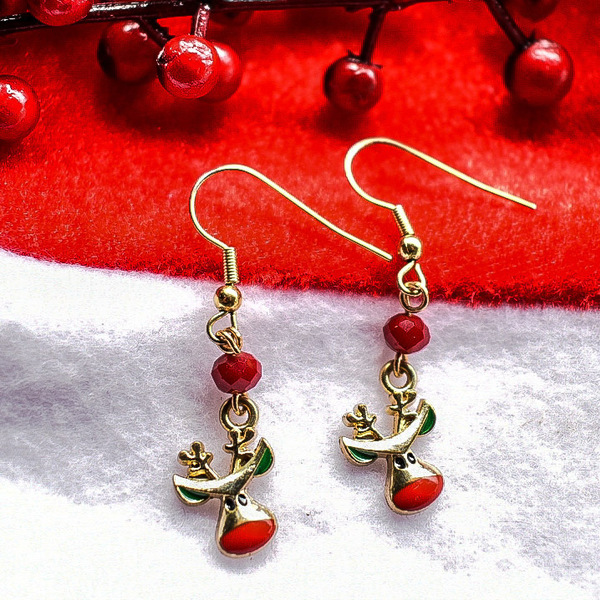 Χριστουγεννιάτικα σκουλαρίκια ταρανδάκι - μέταλλο, κοσμήματα, χριστουγεννιάτικα δώρα - 2