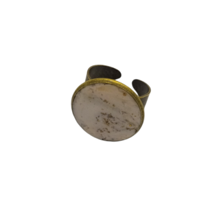 Vintage δαχτυλίδι ρυθμιζόμενο με γέμισμα από πολυμερικο πηλο σε μπεζ και λευκες αποχρώσεις - πηλός, μεγάλα, αυξομειούμενα - 2