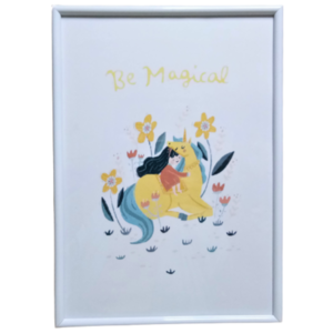 Παιδικό κάδρο ¨be magical ¨κοριτσάκι με μονόκερο ( 22χ 31 εκ. ) για κοριτσάκι - πίνακες & κάδρα, κορίτσι, δώρο, δώρα για παιδιά, μονόκερος, παιδικά κάδρα
