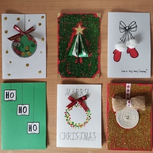 Χειροποίητη χριστουγεννιάτικη κόκκινη κάρτα με τρισδιάστατο δεντράκι και γκλιτερ - δέντρα, κάρτα ευχών, merry christmas, χριστουγεννιάτικα δώρα, ευχετήριες κάρτες - 3
