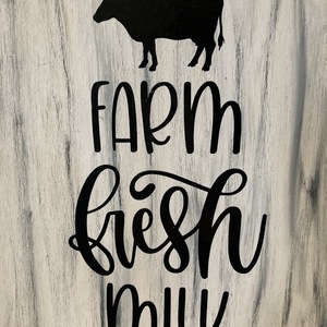 Ξυλινο Καδρακι Farm fresh milk διαστ. 21 x 30 - πίνακες & κάδρα - 3