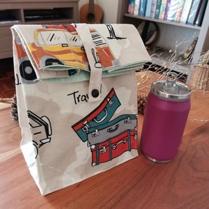 Lunch bag χειροποίητο "Travel" - ύφασμα, χειρός - 2