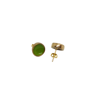 Σετ σκουλαρίκια καρφωτά με δαχτυλίδι στο χρώμα πράσινου μήλου! - επιχρυσωμένα, καρφωτά, αυξομειούμενα, σετ κοσμημάτων - 2