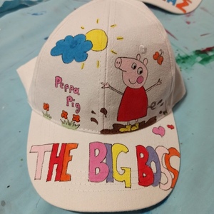παιδικό καπέλο jockey με όνομα και θέμα το γουρουνάκι ( pig ) - όνομα - μονόγραμμα, καπέλα - 5