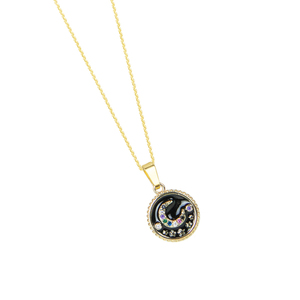 Κολιέ με Αλυσίδα Ασήμι 925 Επίχρυση "Moon Phase" - charms, επιχρυσωμένα, ασήμι 925, κοντά, boho - 4