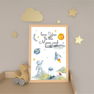 Παιδικό Καδράκι με θέμα το Διάστημα 23x31,5Yx1εκ Φυσικό Ξύλο Αστροναύτης Κορνίζα - πίνακες & κάδρα, αγόρι, δώρο, διάστημα, παιδικά κάδρα - 2