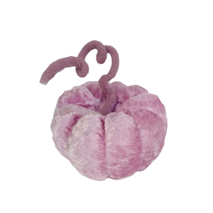 Χειροποίητη κολοκύθα βελούδο ροζ (12cm) - ροζ, βελούδο, διακοσμητικά, κολοκύθα